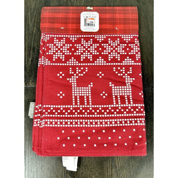 New Hallmark Christmas Table Runner & Set Of 4 Placemats Reindeer Snowflakes - Picture 11 of 11